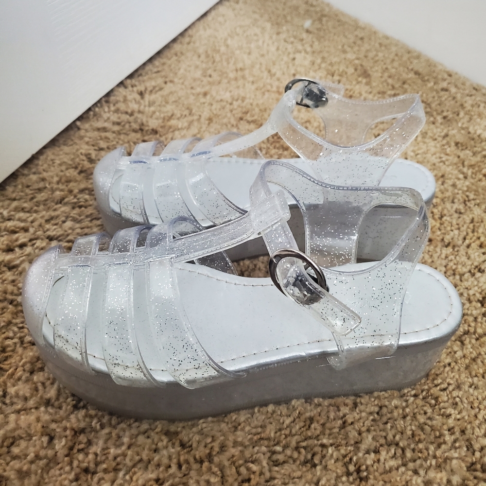 Clear platform jelly sandals
